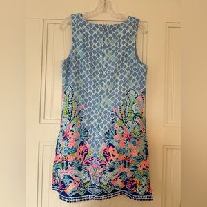 Lilly Pulitzer Light Blue Printed Shift Dress with Pink & Navy Accents